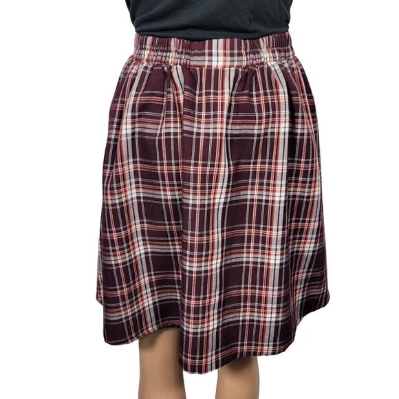 Torrid Women's Plaid Maroon Pull on Light Flannel Feeling Skirt Size 0 (12/L) - Picture 6 of 12